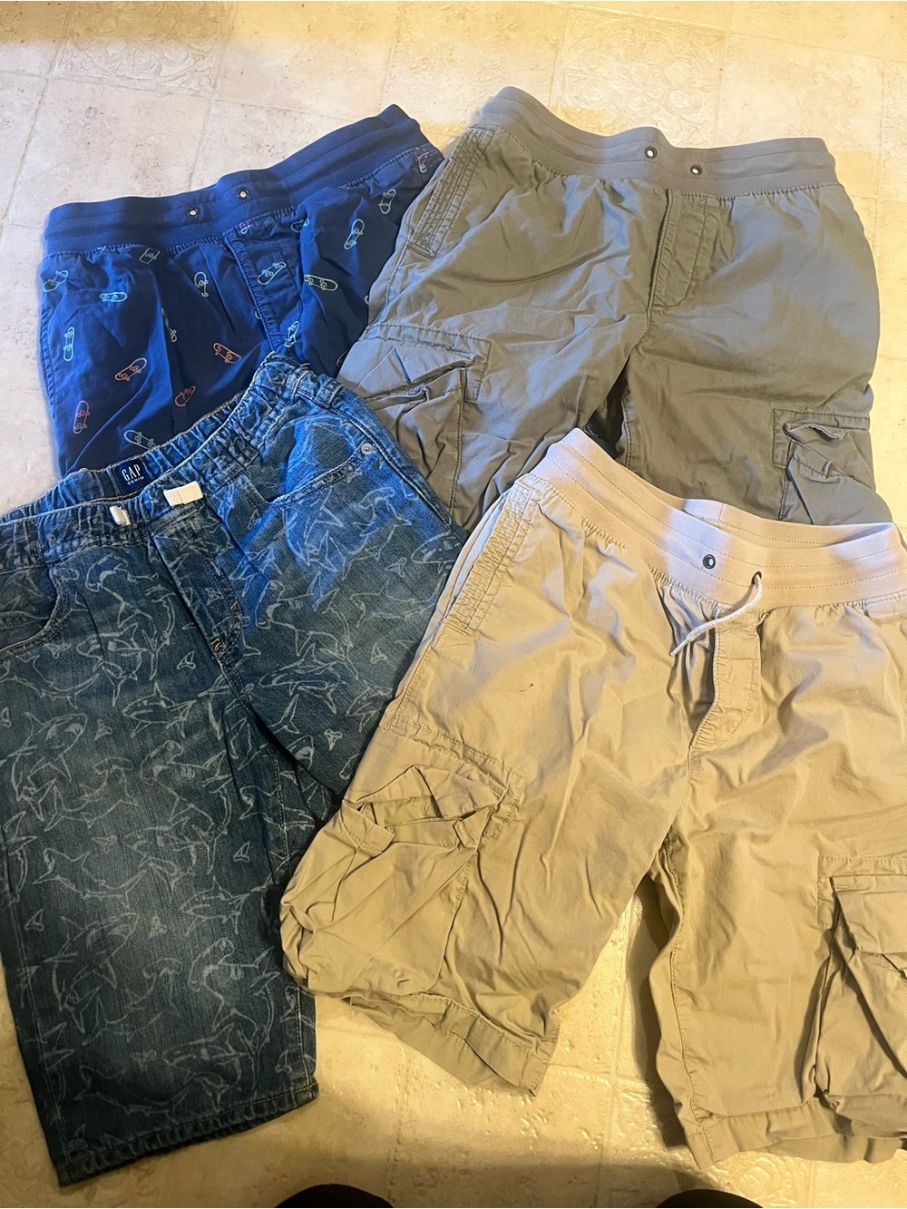 GAP Boys' Cargo & Printed Shorts Set - Blue, Khaki, Light Blue, Navy